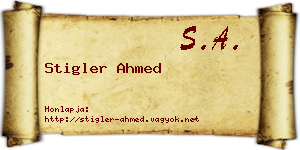 Stigler Ahmed névjegykártya